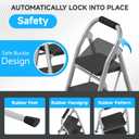 4 Step Ladder, Foldable Step Stool with Wide Anti-Slip Pedal & Thick Rubber Feet, Cushioned Handle, Safe-Lock Design, Folding Portable Ladder for Multi-Purpose, 800lb, Grey