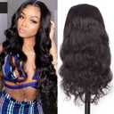 huarisi Brazilian Virgin Hair Wavy Wig, 20 Inch Glueless Body Wave U Shape Wigs for Black Women, 150% Density Natural Color Human Hair Wig