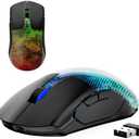 FFJ Master02 Wireless Gaming Mouse, 12000 DPI, Tri-Mode 2.4G/USB-C/Bluetooth 5.3 Gaming Mouse, Large RGB Backlit, 6 Programmable Buttons, 75Hr Battery Life for PC, Mac, Laptop, PS5, Xbox - Black