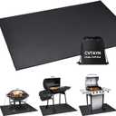 Under Grill Mat 48 30 Inch for Outdoor Charcoal, Flat Top, Smokers, Gas Grills.Oil-Proof and Water-Proof BBQ Cvtayn Fireproof Mat Protects Deck Grass, Indoor Fireplace Mat (Black)