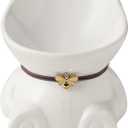 Disoza Ceramic Raised Cat Bowls for Indoor Cats 5.8 Inch White Cute Elevated Cat Food Bowls 15° Tilted Whisker Friendly Cat Water Bowl Dishwasher Safe Puppy Feeding Set Supplies Cat Dog Accessories