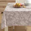Lintex Home Bargains Plus 60 x 84 Inch Rectangle Vinyl Tablecloth with Flannel Backing, Traditional Grapevine Print, Waterproof Indoor Outdoor Dining Room, Party and Banquet Table Cover, Taupe