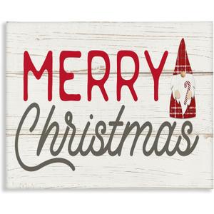 Stupell Industries Merry Christmas Sentiments Festive Holiday Gnome, Designed by PDR, LLC Canvas Wall Art, 24x30, Off- White (30L" x 24W")