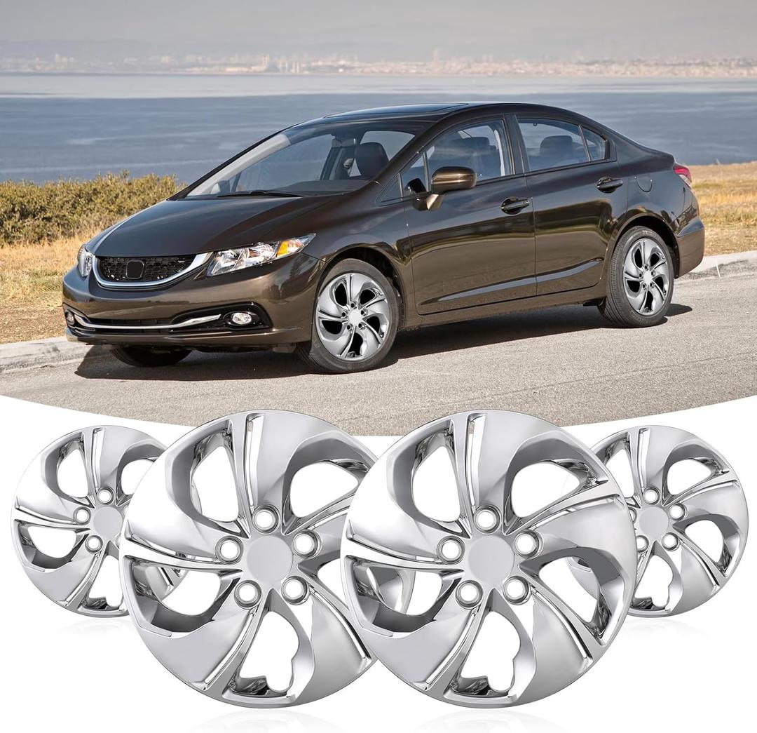 WOLFSTORM 15" Hubcaps for Honda Civic Sedan 2013-2015, R15 Car Hub Caps