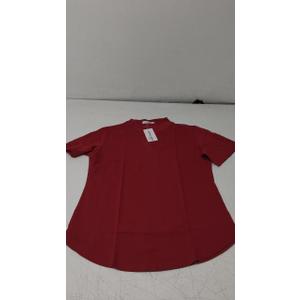 CEASIKERY Women's 3/4 Sleeve V Neck Tops Casual Tunic Blouse Loose Shirt (B:wine Red), M