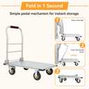 2000 LBS Heavy Duty Platform Truck, Foldable Push Cart Dolly with 360° Swivel Wheels & Brakes, Reinforced Steel Flatbed Cart, Folding Hand Truck for Warehouse, Moving, Industrial (36" x 24")