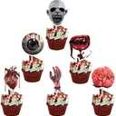 Ulfanit Halloween Cup Cake Toppers - 12pcs Scary Cupcake Topper Cake Decorations, Food Appetizer Picks Holiday Celebration Halloween Party Supplies Pack of 10