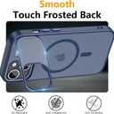 YFEMLAZ for iPhone 15 Case(Built-in Invisible Kickstand) Heavy Duty MagneticCompatible with MagSafe Military-Grade Drop Protection,Translucent Matte for iPhone 15 Case 6.1",Blue