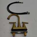 4 inch Brushed Gold Bathroom Sink Faucet with Pop-up Drain and 2 Supply Hoses, Stainless Steel Lead-Free 2-Handle Centerset Faucet for Bathroom Sink Vanity RV