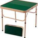 Multipurpose 28 Inch Folding Game Table  Portable 4-Player Aluminum Card Table for Mini Mahjong, Poker, Dominoes & Outdoor Dining | Adjustable Height, Lightweight & Compact Design (Green table)