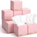 Fourluoo 12 Pack Facial Tissues Cube Boxes Face Box 600 Sheets 3 ply Soft Paper Square Tissues Bulk for Car Pocket Toilet Household Bedroom Family(Pink)