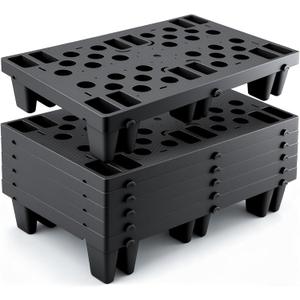 Plastic Pallets, 6pcs Black Lightweight Nestable Polyethylene Pallets, Moisture-Proof Floor Pallets, Mini Spliceable Plastic pallets for Basement Storage Kitchen Garages L 19.7" x W 11.8"x H 3.9"