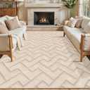 Ciicool 6x9 Large Area Rug for Living Room,Beige Washable High-Low Pile