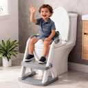 Potty Training Seat, SKYROKU Upgrade Toddler Toilet Seat for Kids Boys Girls, 2 in 1 Potty Training Toilet, Splash Guard Anti-Slip Pad Step Stool,New Sector-Shape Stabilized Base (Grey)