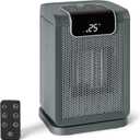 Basics Space Heater for Indoor Use with PTC Ceramic Technology, 1500W, Remote Control, 70° Oscillation, 10inch, Grey
