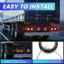 LED Trailer Light Kit - Round 16LED Tail Lights With Rubber Ring, Stop Brake Running Reverse Lamps for Trucks (4pcs, Red and White)