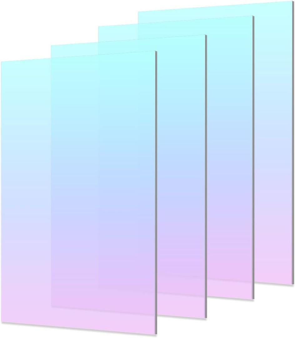 Iridescent Acrylic Sheets 8"x12" | 3mm Thick (1/8") | Rainbow Color-Changing Plexiglass | Perfect for Crafts, Signs, and Displays | 4-Pack | Lightweight & Durable | Scratch-Resistant