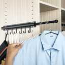 BaiNong Valet Rod for Closets Pull Out Closet Valet Rod Slide Out Extra long 16.5 inch Black Valet Rods for Closets With 6 Hooks