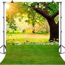 Spring Easter Backdrop for Photography Pictures Nature Spring Forest Scenery Tree Grass Sunshine Wall Decor Floral Photo Background Easter Newborn Baby Shower Kids Photoshoot Banner 5x7FT DU12B