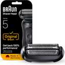 Braun Series 5 Electric Shaver Replacement Head, Easily Attach Your Shaver Head for a Shave as efficient as Day one, Compatible with New Generation Series 5 Shavers, 54B, Black
