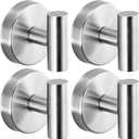 Suction Cup Hooks for Shower - Bathroom Reusable Hooks for Towels, Robes & Loofah - No-Drill Mounting on Kitchen,Walls,Metal,Glass,Mirrors,Tile & Smooth Non-Porous Surfaces (4, Brushed Nickel)