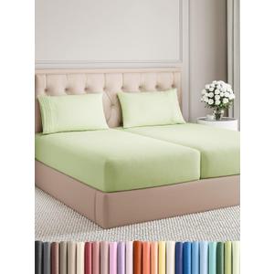 Split King Size 5 Piece Sheet Set - Comfy Breathable & Cooling Bed Sheets Set - Hotel Luxury Bedding for Women, Men, Kids, Teens, Boys & Girls - Deep Pockets and Wrinkle Free - Oeko-Tex - Light Sage