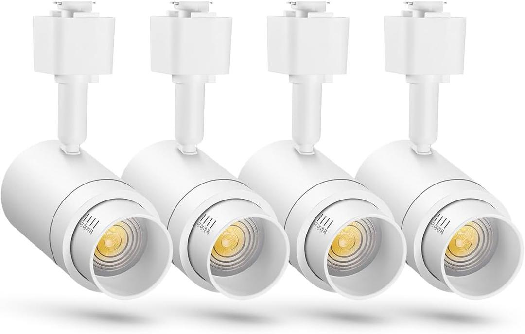 Zoomable J Type Track Lighting Heads Dimmable Track Light Heads LED Track Lighting Fixtures Ceiling Spot Light, J Style Track Heads for J Type Rails - White CRI90 12W 4 Pack 3000K