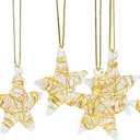 Red Co. 1.8" Decorative Mini Golden Glass Star Hanging Christmas Tree Ornaments, Holiday Season Decor, Set of 6