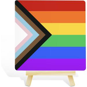 3 x LGBT Pride Month Gifts for Men Women, LGBT Rainbow Progress Pride Lesbian Gay Queer Home Office Desk Decor, LGBTQ Equality Decor Sign