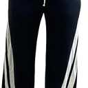 Unybwonn Women High Waist Wide Leg Sweatpants Straight Leg Elastic Waist Pants Casual Striped Pants with Drawstring (Small, Black)