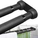 Double Shower Curtain Rod 27 to 47 Inches,Elegant Wall Mounted Double Shower Rods, Black Adjustable Curtain Pole for Bathroom,Laundry,Room Divider,Kitchen