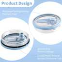 40 oz Tumbler Flip Straw Lid Replacement - Compatible with hydrojug lid replacement 40 oz. Pack of 2. It includes a silicone coaster. (Light blue)