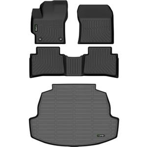 All Weather Car Floor Mats & Cargo Liner for Corolla Sedan 2020-2024 2025 2026(Include Hybrid) Custom Fit Full Set Accessories - Black (Not for Cross or Hatchback Model)