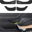 Car Door Anti Kick Pad for Tesla Model 3 2017 2018 2019 2020 2021 2022 2023 Accessories Carbon Fiber Style Leather Sticker Door Sill Protector Cover Edge Guard Side Mat Interior Dirty Stickers