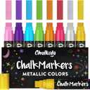 Metallic Chalk Markers (8 Pack) Liquid Chalk Pens for Blackboards, Chalkboard, Bistro Menu, Window Markers for Cars - Wet Wipe Erasable - 15mm Jumbo Nib