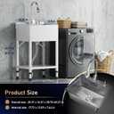 20" Freestanding Stainless Steel Utility Sink, Heavy-Duty Commercial Kitchen Outdoor Sink with Retractable Cold and Hot Water Faucet, Single Bowl Shop Sink for Workshop, Garage, Laundry Room, 20.3"L x 16"W x 40.3"H
