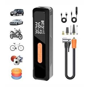 Portable Tire Inflator Air Compressor 4X Air Pump for Car Tires, 12DC Air Pump with Digital Pressure Gauge & LED Lights, 150PSI Tire Inflator for Motorcycle/Bike/Ball/Car Accessories