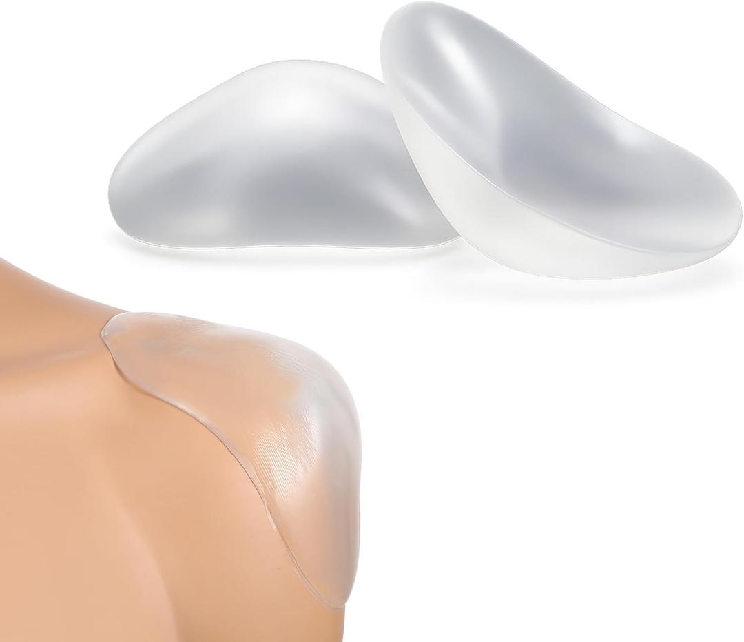 Silicone Shoulder Pads for Womens Clothing Reusable Push-Up Enhancers Anti-Slip Shoulders Invisible Breathable Shoulder Push-Up Pads for Stylish Look and a Perfect Fit 1 Pair (Transparent)