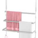 Over The Door Towel Rack,Towel Rack with Hooks for Door Hanging, Door Towel Bar, Over Door Towel Racks for Bathroom (Brush Nickel) (3-Tier Rack)
