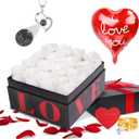 Preserved Flowers in a Box with Necklace Mothers Day Gifts for Mom Flowers for Delivery Prime That Last 3-5 Years 16 White Forever Roses Anniversary Birthday Gifts for Her Wife Women Girlfriend