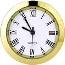 Hicarer 1-1/2 Inch (37 mm) Round Quartz Clock Insert Replacement Mini Quartz Movement Miniature Clock with Roman Numerals Fit 35 mm Diameter Hole White Dial (Gold Bezel)
