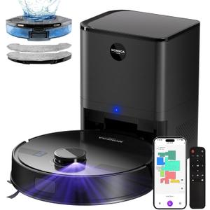 MONSGA Robot Vacuum and Mop Combo, 6000Pa Robotic Vacuum with 3.5L Self Emptying Station, Lidar Navigation Robot Vacuum Cleaner, 180mins Runtime, APP/Remote/Voice Control, for Hard Floors and Carpets