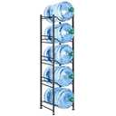 MOOACE 5 Gallon Water Jug Holder, 5 Tier Heavy Duty Water Cooler Jug Storage Rack, Detachable Water Dispenser Stand, Water Bottle Holder Organizer, Black