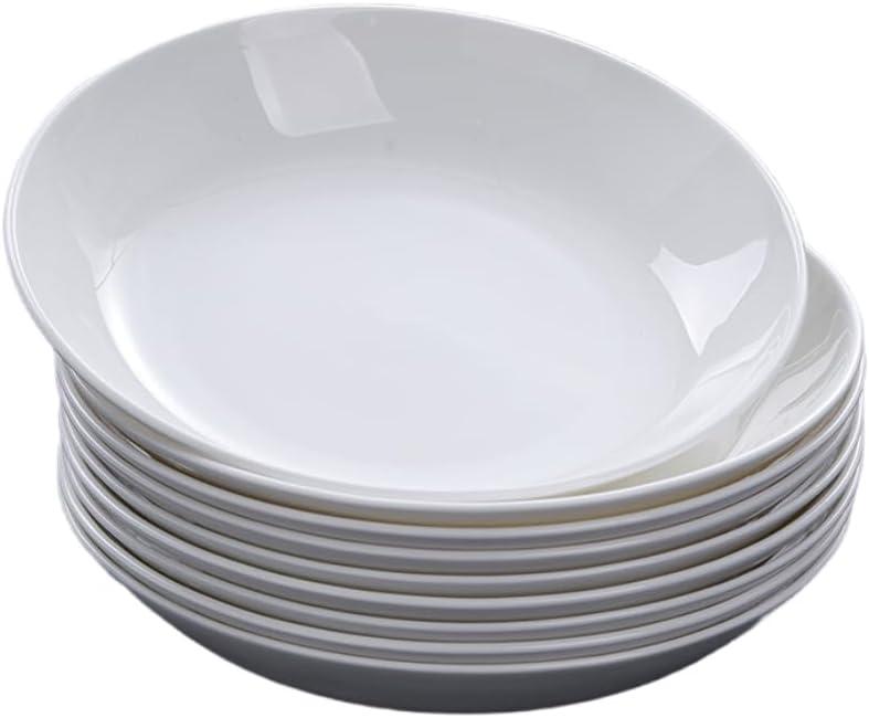 Spaghetti Bowl, 9-inch Salad Bowl White Soup Bowl Large Spaghetti Serving Bowl Porcelain Spaghetti Plate Wide Shallow Bowl 4-piece microwave dishwasher Safe Valentine's Day gift
