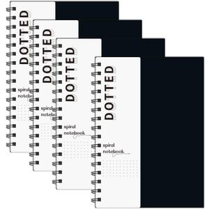 A5 Dotted Journal Spiral Notebook 8.5" x 5.7"-4 Pack Dot Grid Notebook Hardcover Notebook 120 Pages 100 GSM Thick Dotted Paper Notebook Hardcover Journal for School, Office, Artist