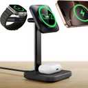 ESR Qi2 3 in 1 Wireless Charging Station, [Certified] Apple Watch Charger & 15W Qi2 MagSafe Charger Stand for iPhone, Wireless Charger for Multiple Devices iPhone 17/16/15/14/13&Watch&AirPods,Black