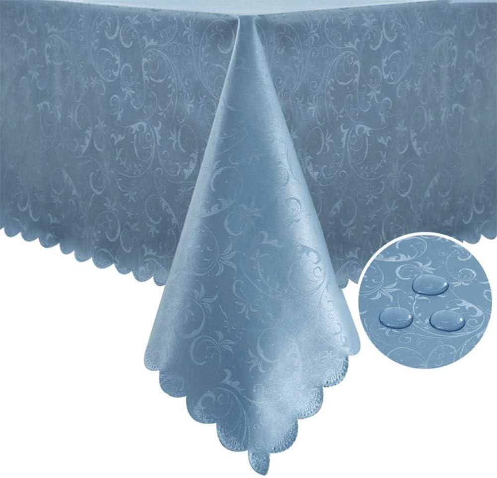 Romanstile Vinyl Tablecloth Rectangle, 100% Waterproof Outdoor Heavy Duty Thick Table Cloth with Flannel Backing, Wipeable Plastic PU Table Cover for Picnic Dining Party (Flower Blue, 60 x 84)