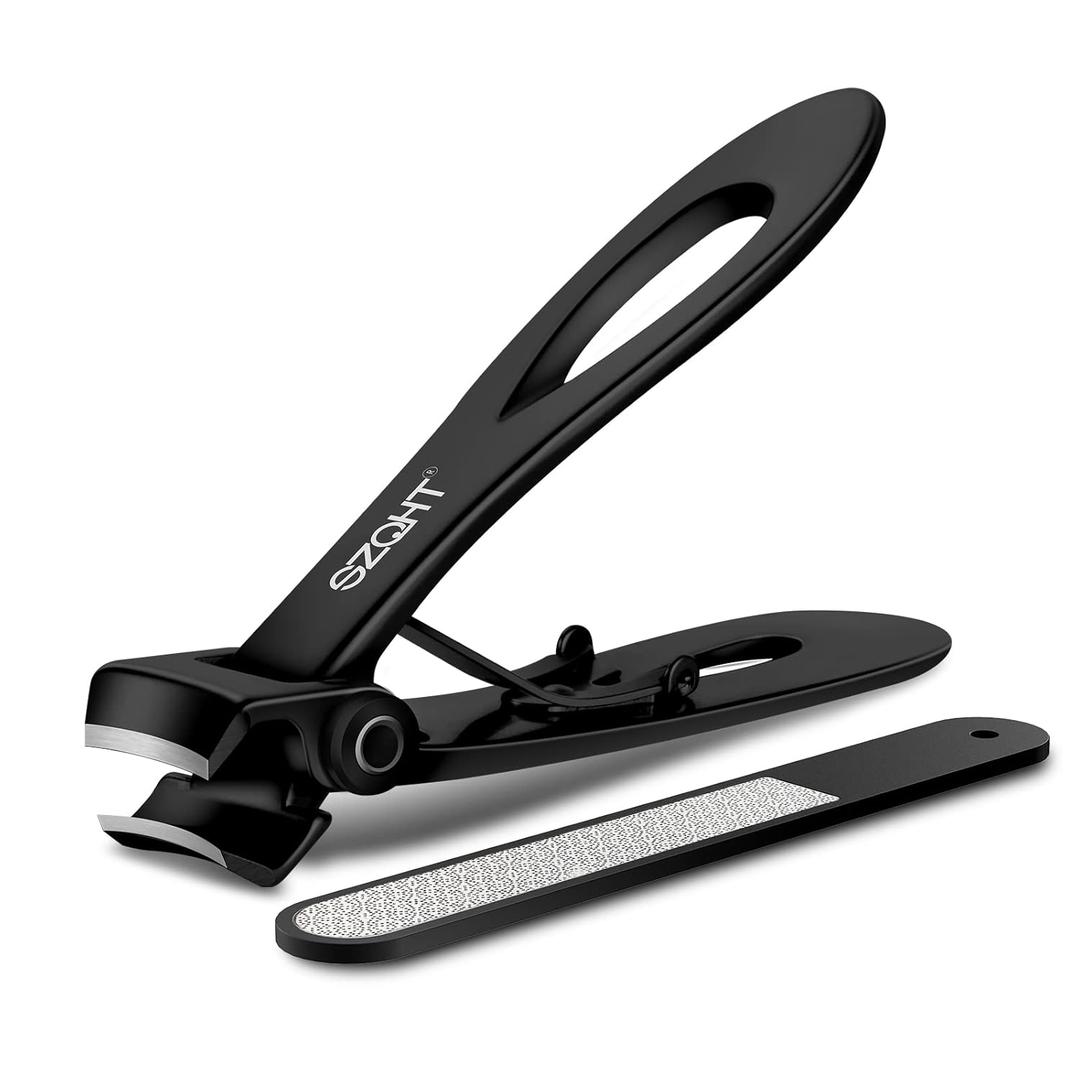 Ultra Wide Jaw Opening Nail Clippers Set, Toenail Clippers for Thick Nails, Heavy Duty Nail Cutter, Stainless Steel Toe Nail Clippers for Seniors, Men & Women Manicure,Pedicure,Big(Black)