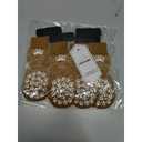 EXPAWLORER Anti Slip Dog Socks to Prevent Licking Paws, Dog Shoes for Hot Pavement, Dog Booties for Small Medium Large Senior Dogs, Traction Control Boots & Paw Protectors for Hardwood Floors (Large (4 Count), khaki)