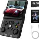 R36MAX Retro Handheld Game Console - 64GB Preloaded Classic Video Games, Support 30+ Simulators, Linux-Powered Portable Game Emulator Console with 4.0-in HD IPS Screen(Transparent Black)